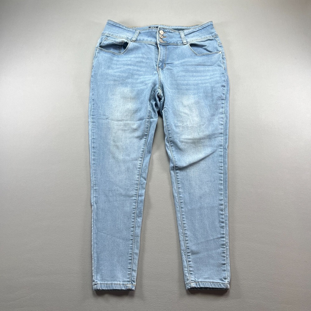 Blue Pearl Jeans Womens 14 Denim Cotton Stretch Mid Rise Skinny Leg Light Wash